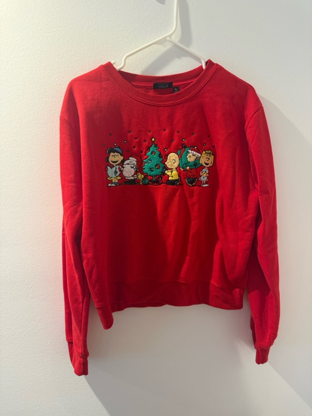 Red Peanuts Crewneck Sweatshirt with Holiday Graphic